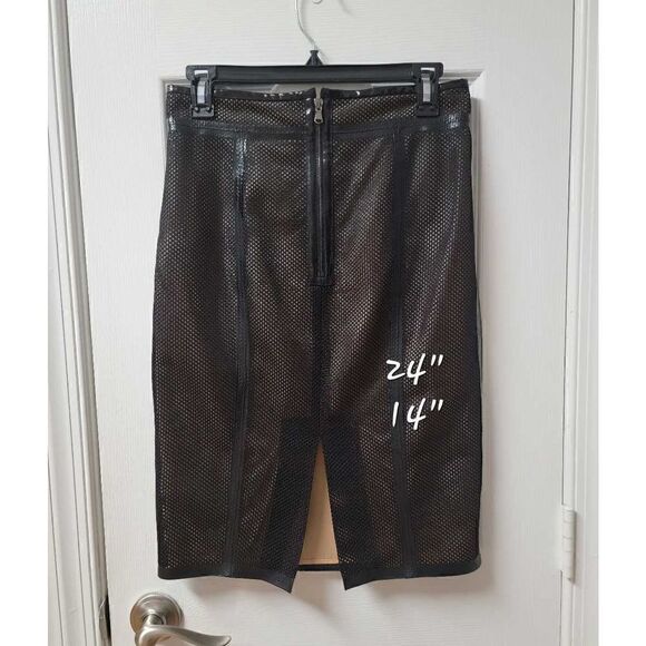 Red Valentino Leather "Fishnet" Pencil Skirt M - Picture 2 of 11